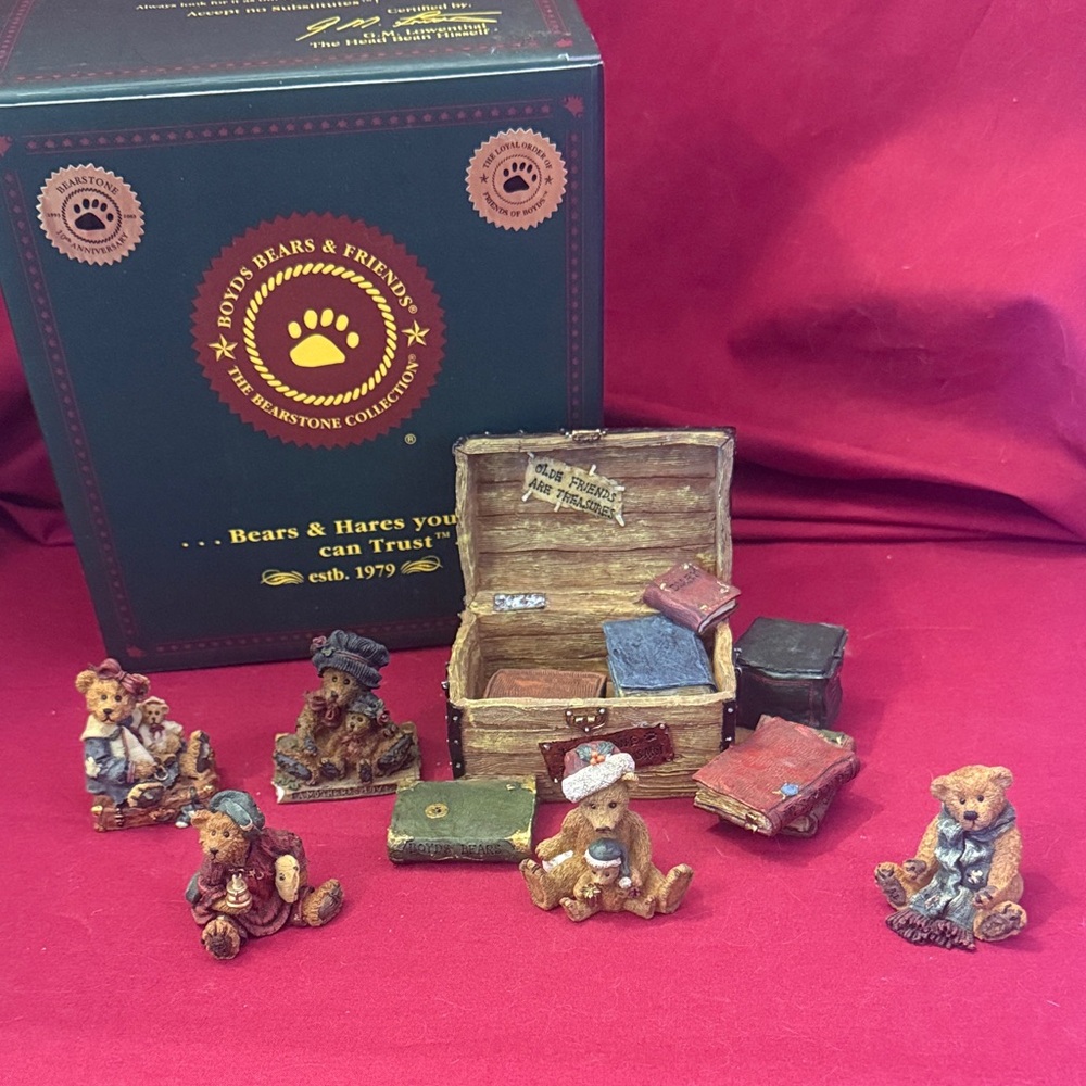 Boyds Bears 6 Piece Figurine Set 10th Anniversary - Friends are Treasures - Picture 1 of 16